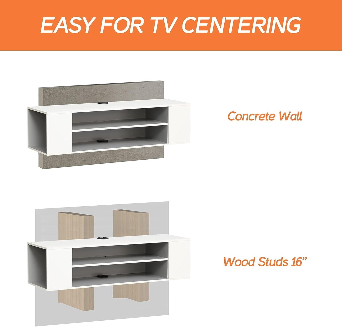 WAMPAT White Floating TV Stand Wall Mounted Shelf Entertainment Center Wood Media Console Storage TV Cabinet Hutch Under TV Desk for Living Room,White,39 Inch