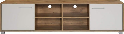 DeckUp Plank Uniti Engineered Wood Entertainment Unit and TV Stand (Wotan Oak and White, Matte Finish)