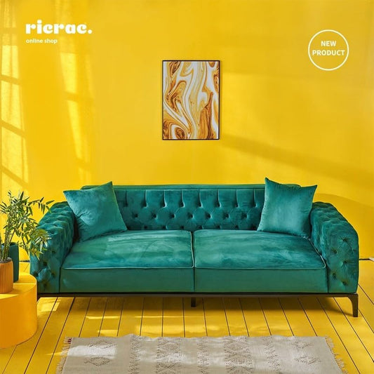 RicRac Zan Wood Renoda Sofa Bed, 230 cm x 90 cm Size, Koy Petrol