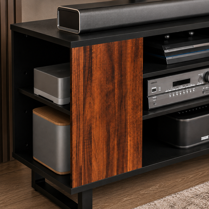 Modern Mid-Century TV Stand with Sliding Doors