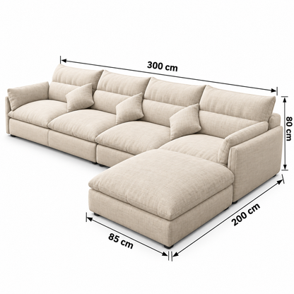 Modern Beige L-Shaped Sectional Sofa