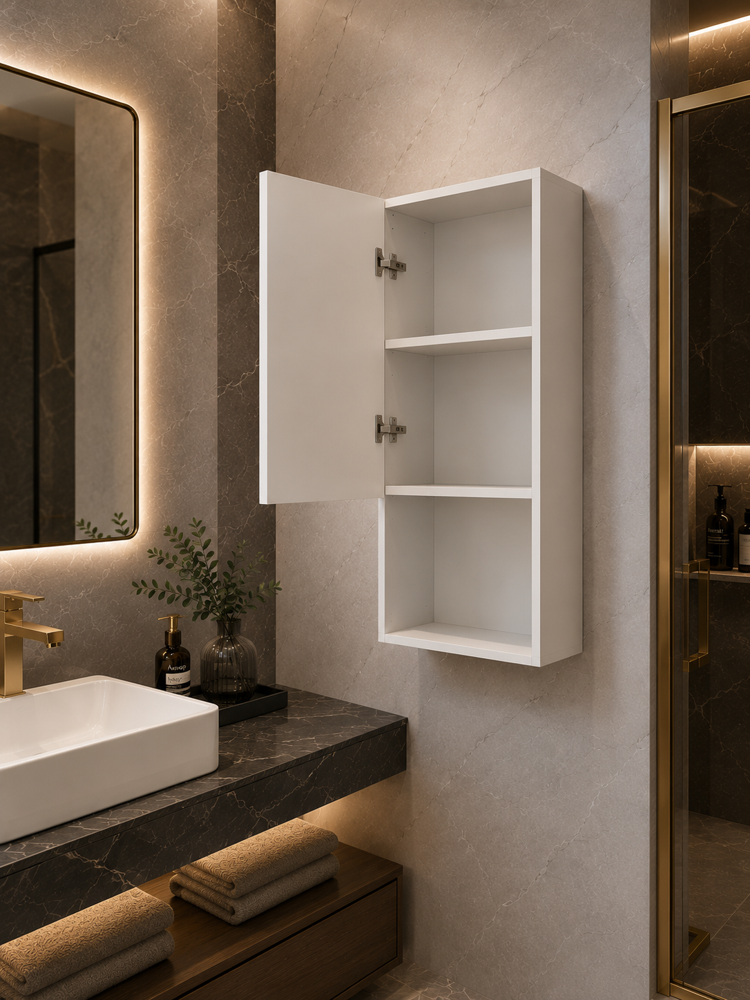 Bathroom wall Storage Unit, White