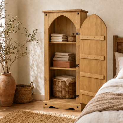 Solid Pine Wooden Single Door Corona Storage Cupboard