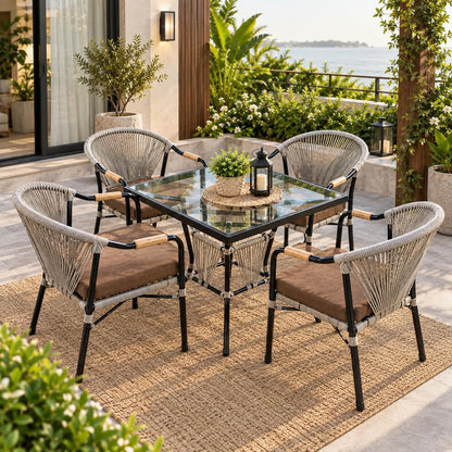 Brony Modern Outdoor 5-Piece Dining Set