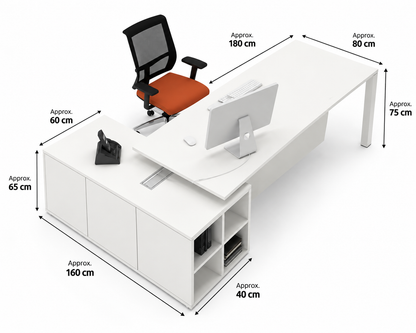 Modern L-Shaped Executive Office Desk with Integrated Storage