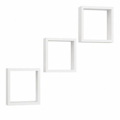 Wandregal Square Wall Shelf 3-Pieces Set, White