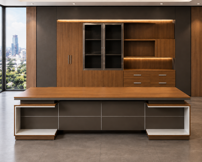 Modern Executive Office Desk with Storage