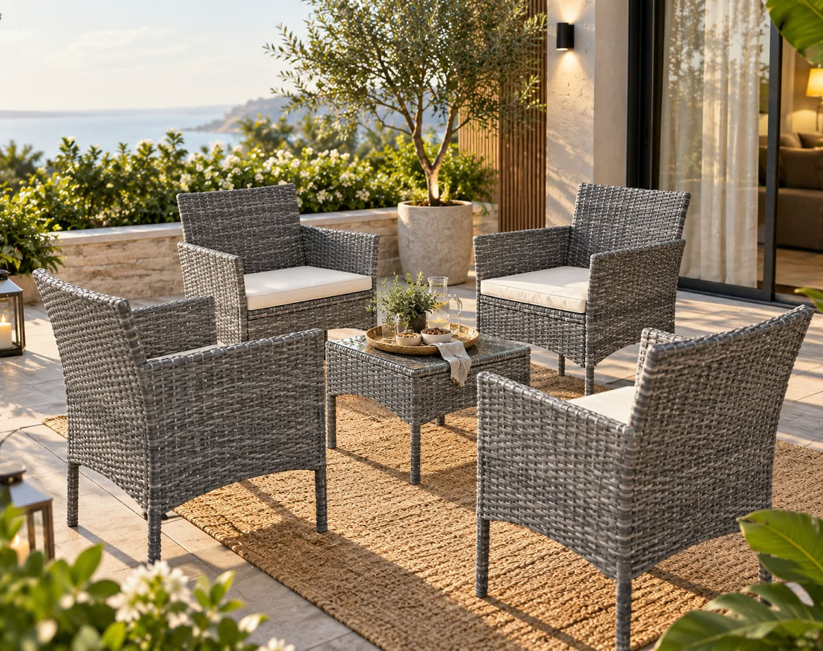 Modern Outdoor Woven 5-Piece Lounge Set