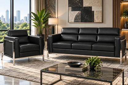 Contemporary Padded Sofa and Lounge Chair Set
