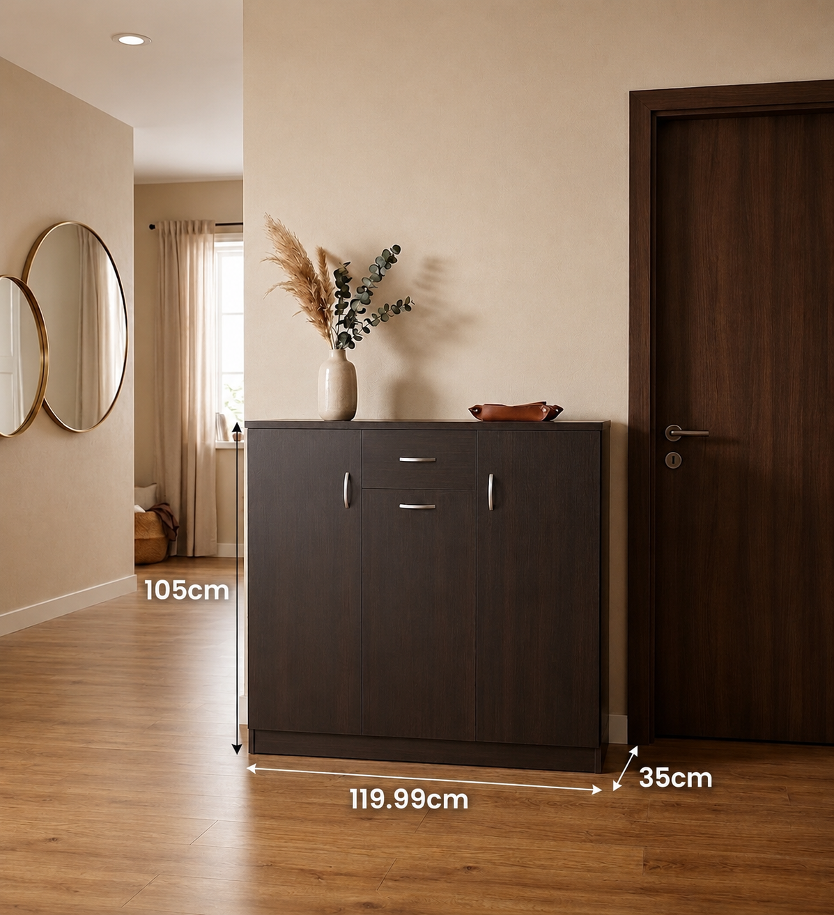 Furniture of America Darrion Modern 10-Shelf Shoe Cabinet with Center Drawer, Espresso
