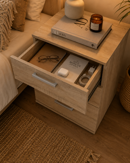 Nightstand with 3 Drawers for Box Spring Bed