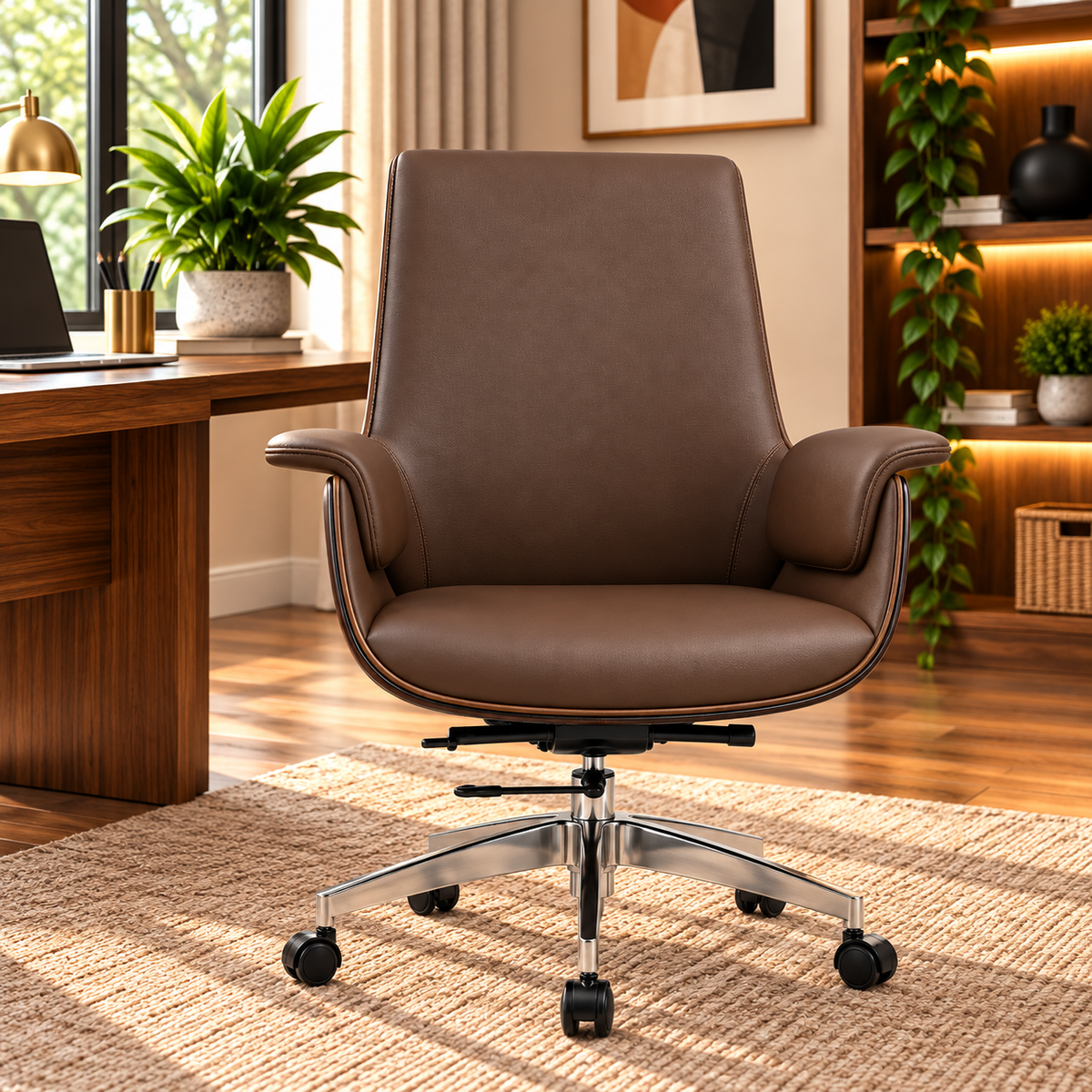 Modern Executive Office Chair with Padded Armrests
