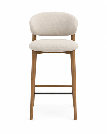 Modern Upholstered Bar Stool with Curved Backrest