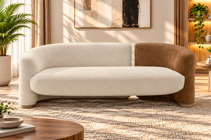 Modern Curved Upholstered 3-Seater Sofa