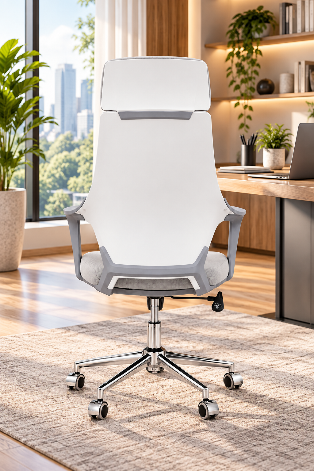 Modern White High-Back Ergonomic Office Chair