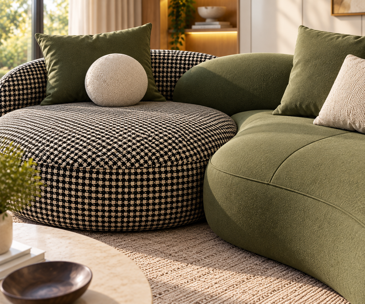 Modern Curved Sectional Sofa with Round Chaise