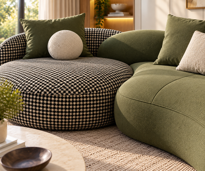 Modern Curved Sectional Sofa with Round Chaise