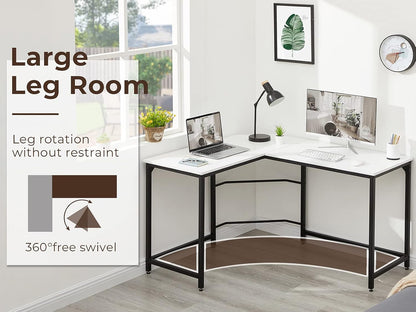 Aingoo Corner Desk L Shaped Desk Sturdy Home Office PC Laptop Workstation Gaming Computer Desk Study Writing Table 128 * 108 * 75CM Easy to Assemble, White