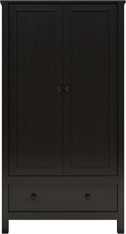 Panana 2 Door Wardrobe, Armoire with Drawer for Bedroom (Black)