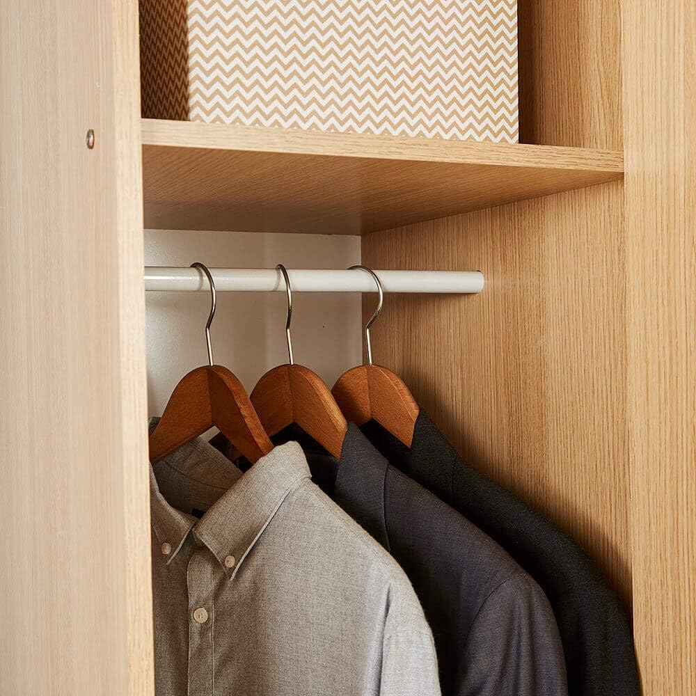 Home Source Stratford Single Door Narrow Wardrobe with Clothes Hanging Rail Storage Shelf Organiser Furniture, Oak, Bedroom Unit