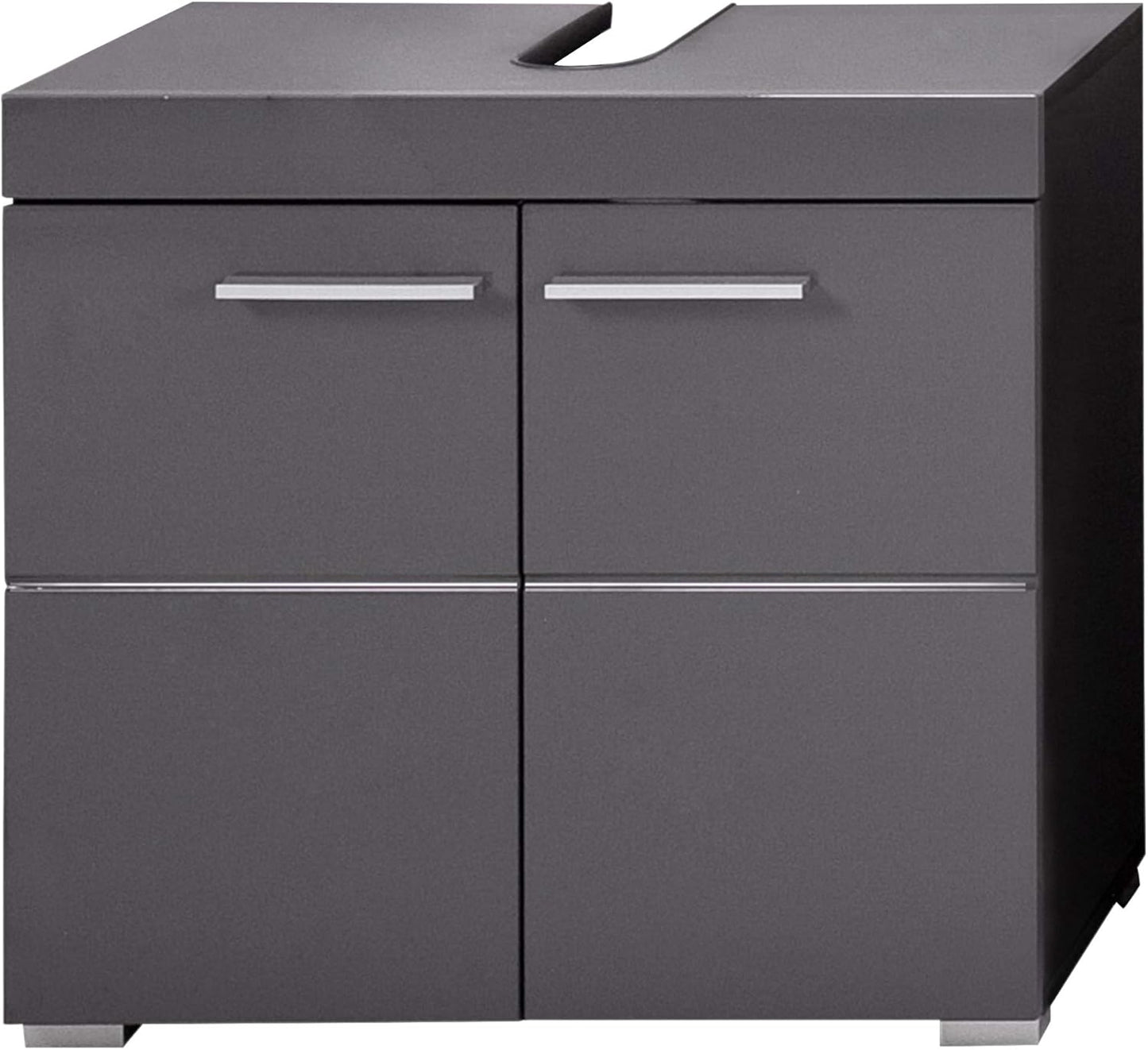 Trendteam Smart Living Amanda Bathroom Sink Vanity Unit, 60 x 56 x 34 cm, Grey/High-Gloss Agave Grey with Lots of Storage Space