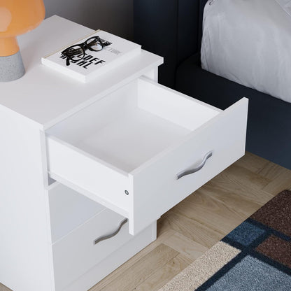 Vida Designs Large White Bedside Cabinet Chest of Drawers, 3 Drawer With Metal Handles and Runners, Unique Anti-Bowing Drawer Support, Riano Bedroom Furniture