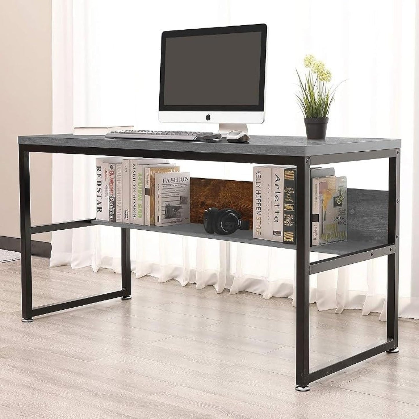 Home Gallery Computer desk with lower bookshelf