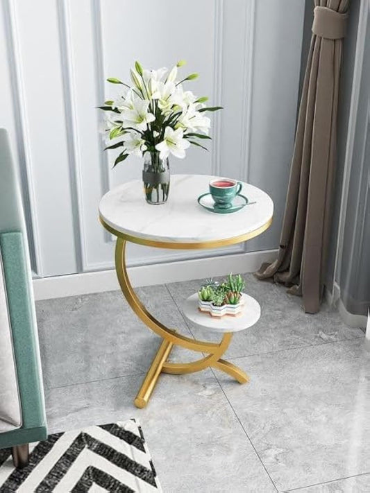 Generic Contemporary Round Nightstand Table, Chrome Finish, 38cm W x 38cm L x 62cm H