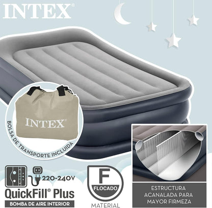Intex | Dura-Beam Deluxe Double Size inflatable Air Bed | 64132NP | 191 * 99 * 42 cm | Grey