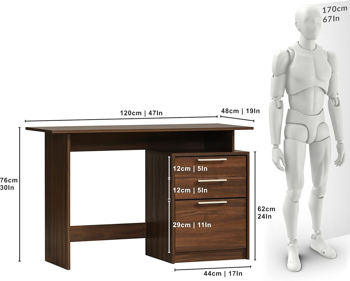 DeckUp Turrano Engineered Wood Study Table and Office Desk (Walnut, Matte Finish)