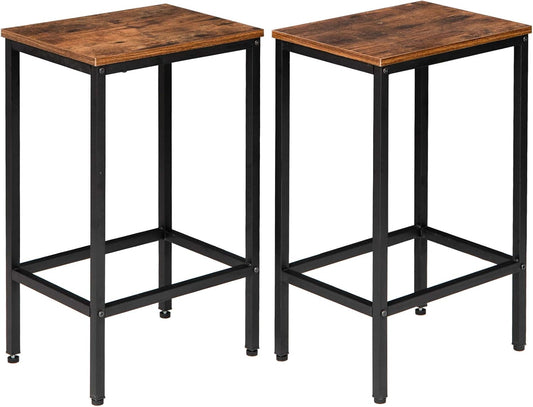 IBUYKE Bar Stool Set of 2, Tall Kitchen Counter Breakfast Bar Stools, Bar Chairs with Footrest, for Home Pub Bar Table, Living Room, Lounge, Industrial Style, Rustic Brown and Black TMJ051H