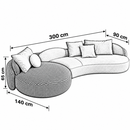 Modern Curved Sectional Sofa with Round Chaise