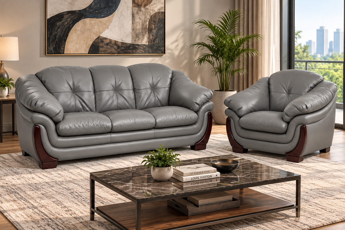 Elegant Curved Lounge Sofa & Armchair Set
