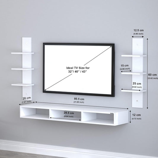 Anikaa Carlet Engineered Wood Wall Mount TV Unit/TV Stand/Wall Set Top Box Stand/TV Cabinet/TV Entertainment Unit (White)(Ideal Upto 40 Inch)(D.I.Y)