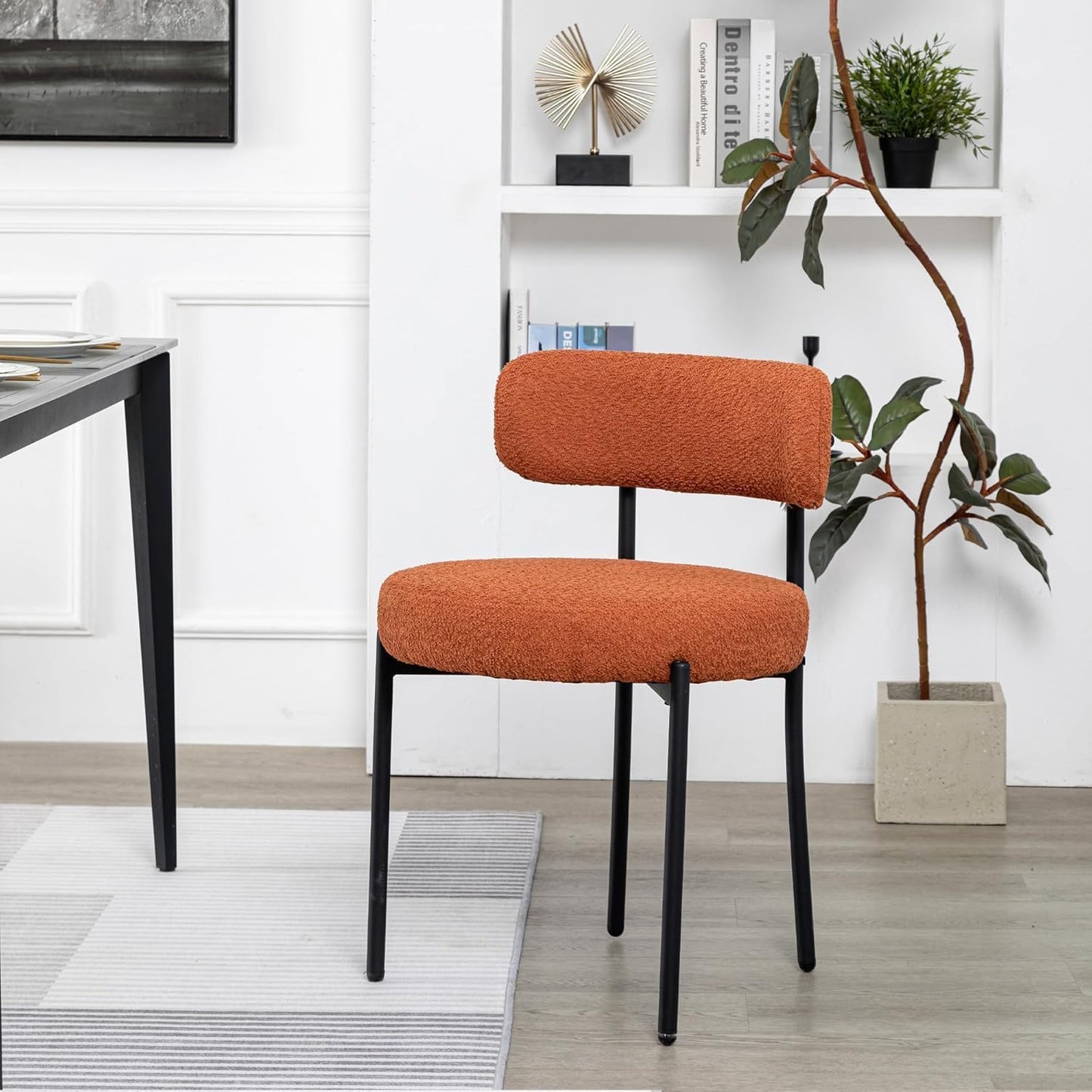 Generic Dining Share and Share for Kitchen Dining Room, Aflastred with all dining share and black legs, Curved with a modern dining chair, Side Share