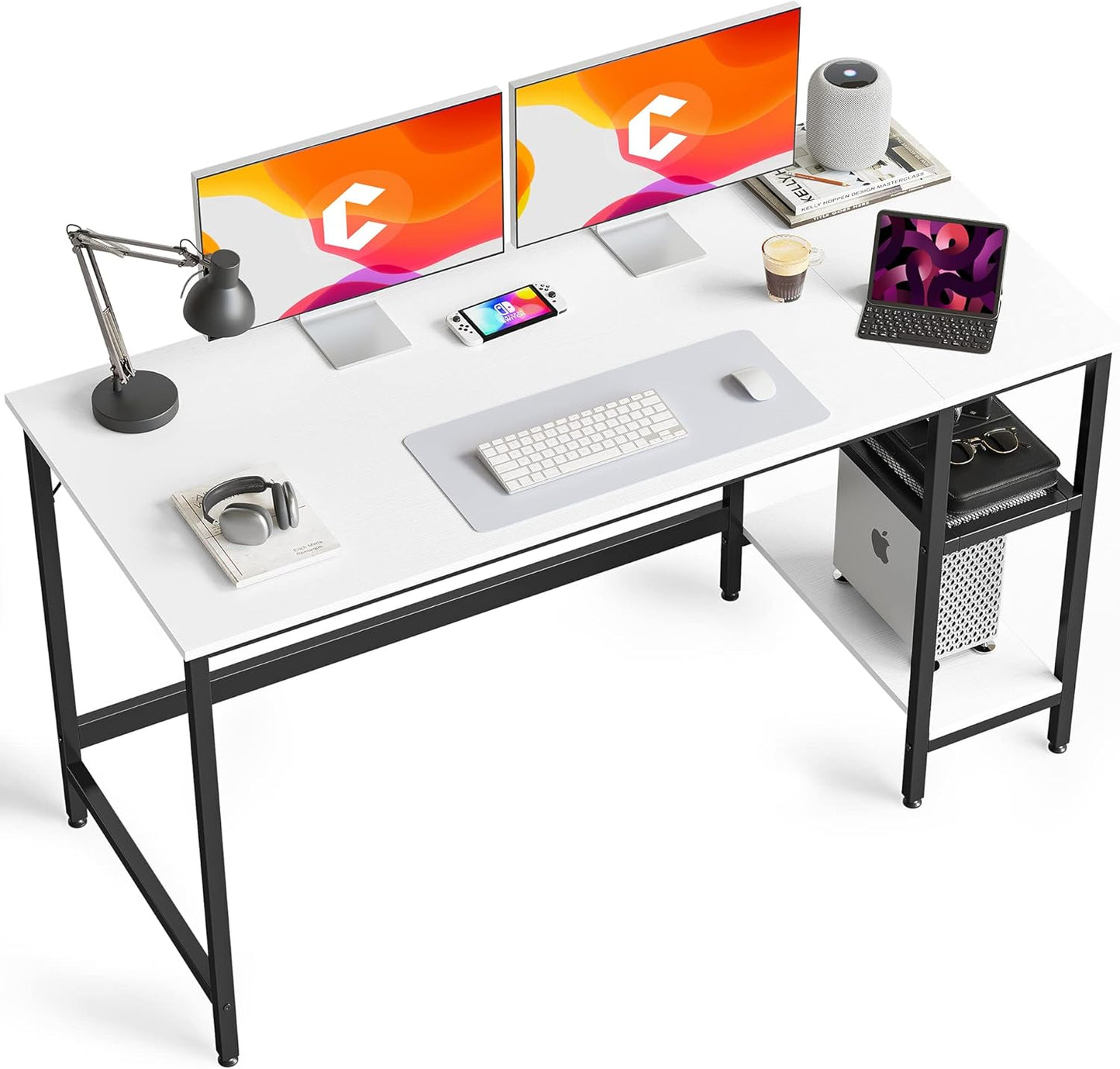 CubiCubi Computer Home Office Desk with 2 Drawers, 40 Inch Small Desk Study Writing Table, Modern Simple PC Desk