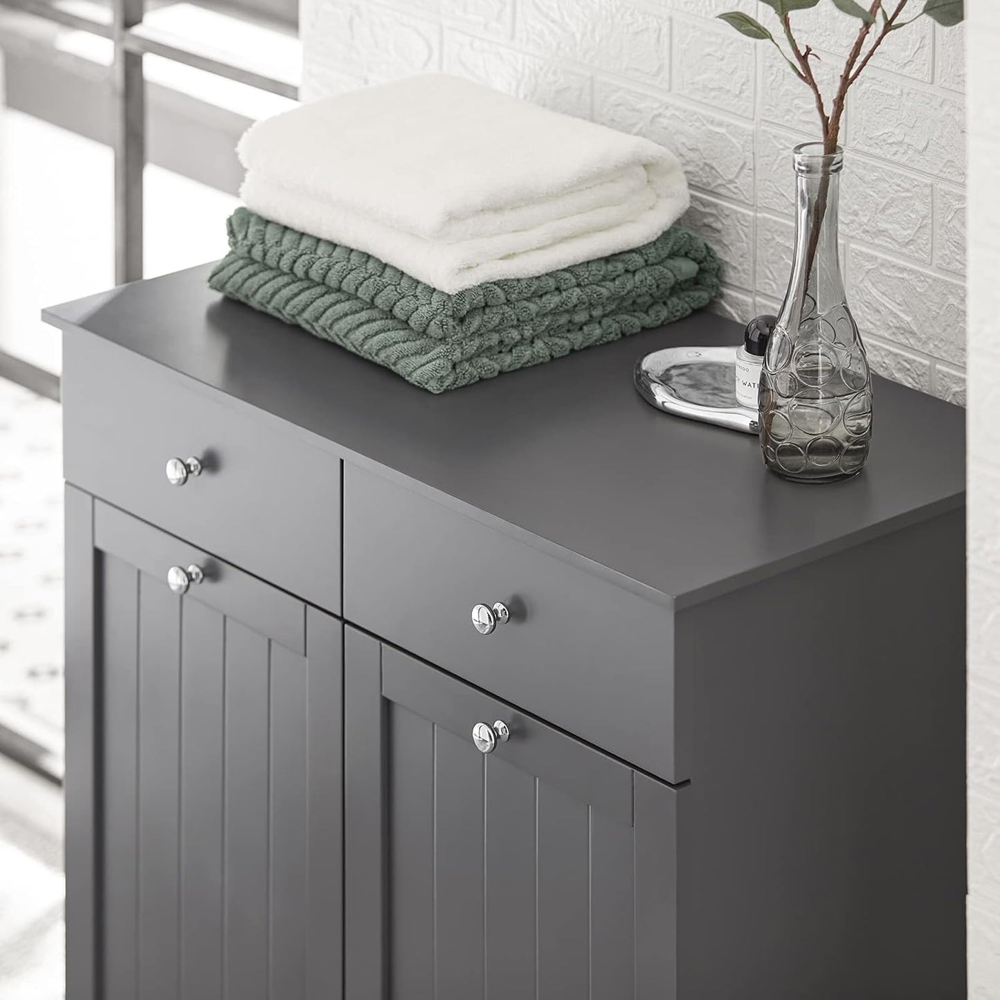 SoBuy BZR33-DG Multifunctional Wardrobe with 2 Baskets and 2 Drawers 78 x 38 x 91 cm, Grey ES