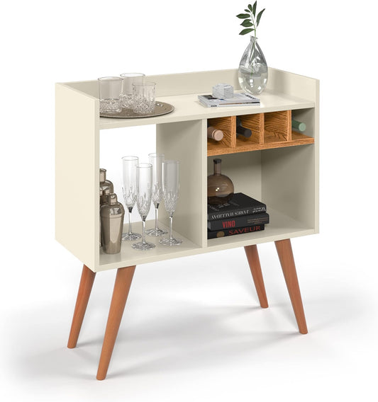 Quality Móveis Sideboard Buffet Corner Cafe Retro Model RUBI Feet Chamfered Toothpick Off White Nature