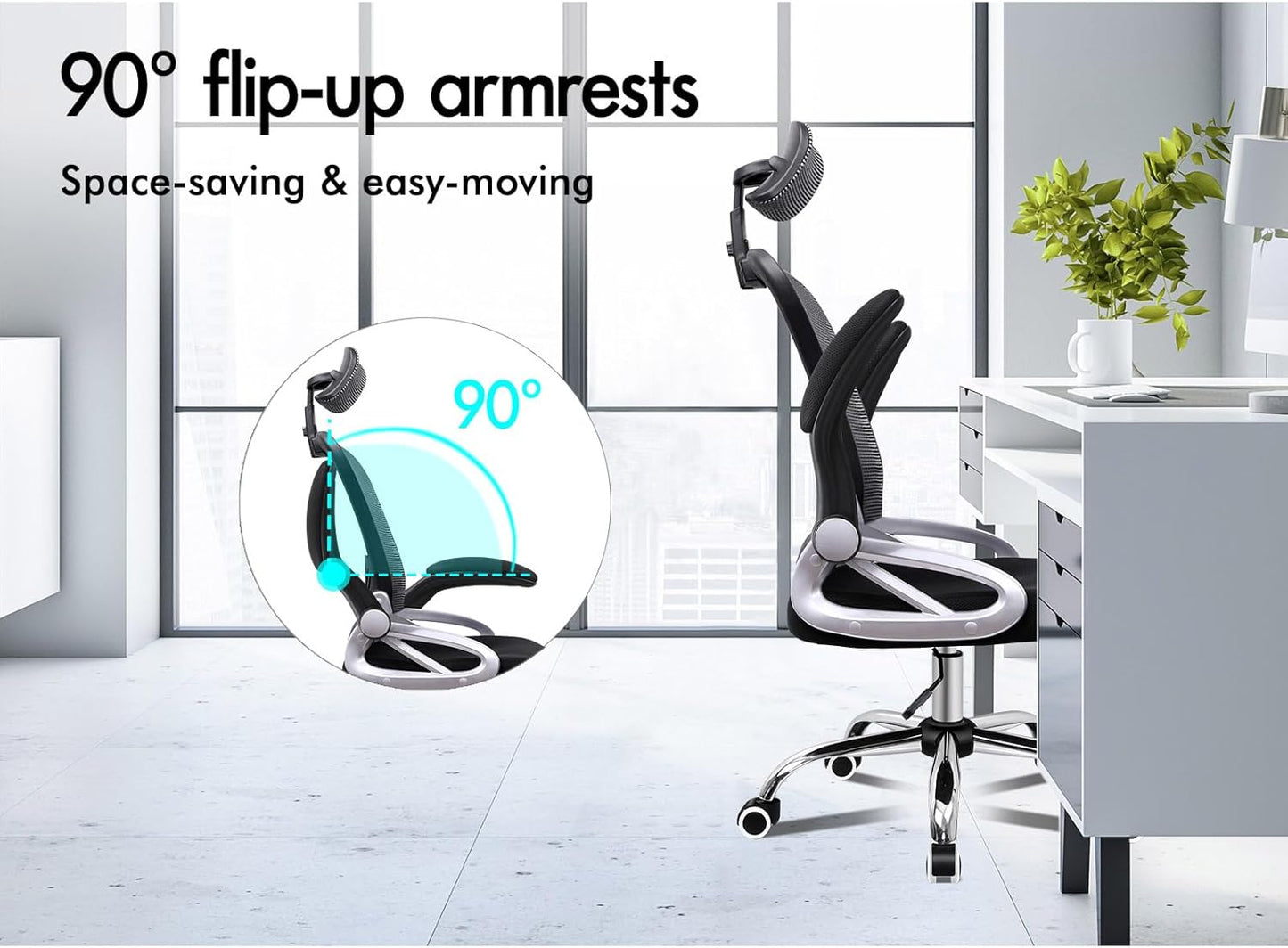 ALFORDSON Ergonomic Office Chair, Desk Chair with Adjustable Headrest, Armrests, Swivel Chair with Rocker Function, Higher Backrest, 180 kg Load Capacity, Black