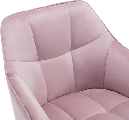 WOLTU Modern Pink Velvet Office Chair, Swivel & Roll, Height Adjustable, Up to 150 kg, with Armrests, for Office, Living Room, Bedroom