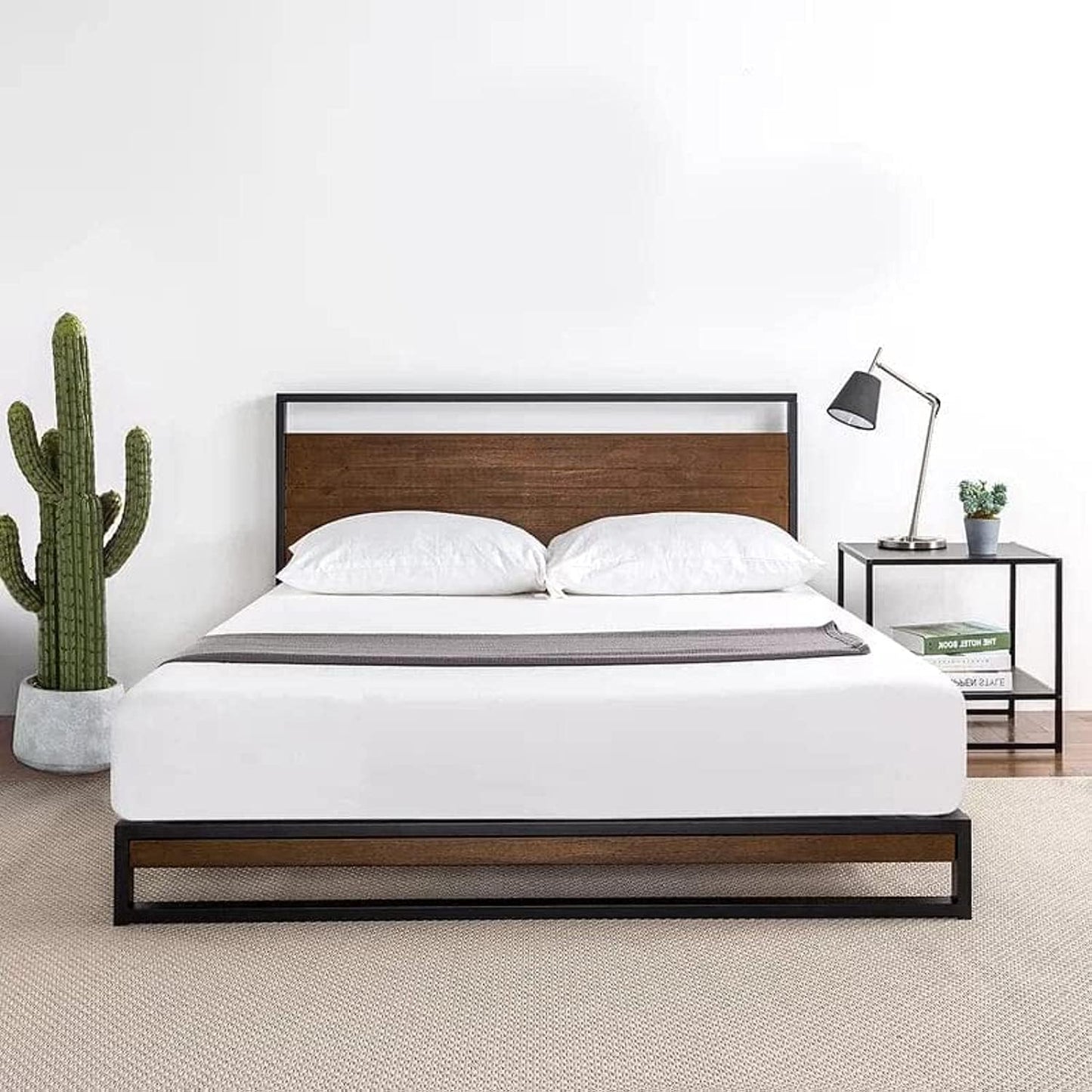 Modern Steel Bed in Wood - 120cm - Black