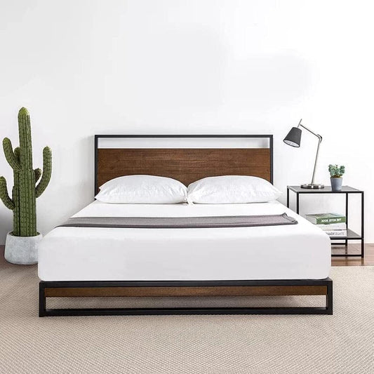 Modern Steel Bed in Wood - 120cm - Black