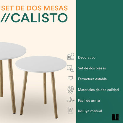 MUBSON Set of 2 Calisto Minimalist Coffee Tables | 48 x 48 cm | Coffee Table for Living Room Decoration | Bedside Table | Buro for Bedroom | MDF Wood Side Tables | Nesting Table