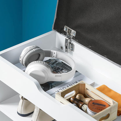 SoBuy FSR25-HG Shoe Bench with Seat, Shoe Rack, Shoe Cabinet, Shoe Chest, Light Grey, W x H x D x H x D approx. 60 x 43 x 30 cm