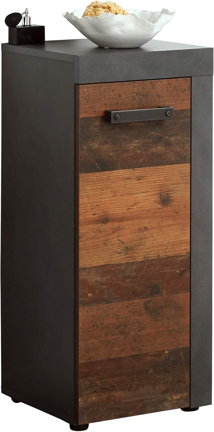 trendteam smart living Indy Bathroom Cabinet 36 x 81 x 31 cm in Front Old Wood, Matera Body and Panel with Lots of Storage Space