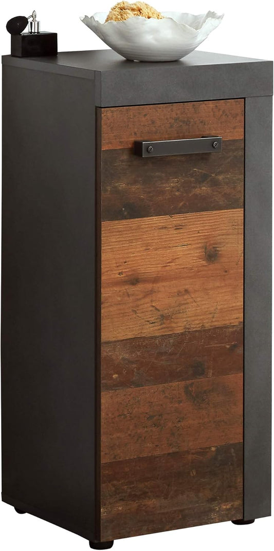 trendteam smart living Indy Bathroom Cabinet 36 x 81 x 31 cm in Front Old Wood, Matera Body and Panel with Lots of Storage Space