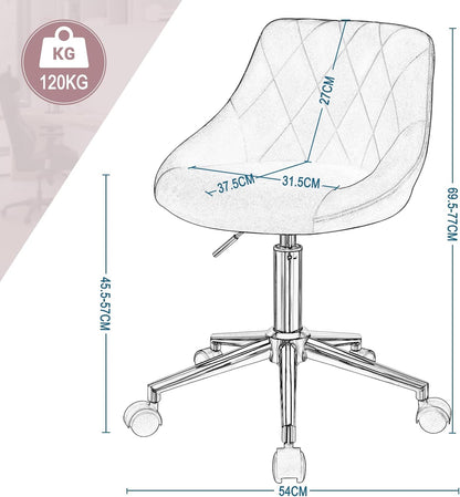 EUGAD 1 x 0033BGY Office Chair Swivel and Adjustable Velvet Office Chair with Wheels Pink