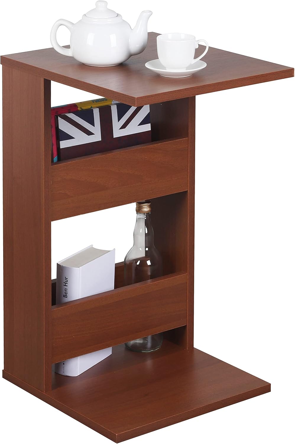 RICOO WM042-ER Small Side Table 35 x 60 x 40 cm C-Shape Oak Rustic Brown