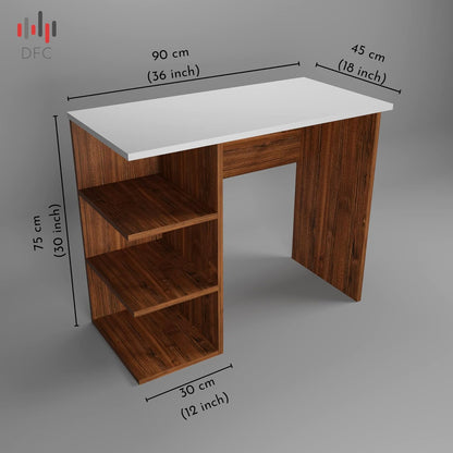 DFC Vello Engineered Wood Writing Study Table with 3 Shelf Storage for Home and Office Wooden Workstation Desk Laptop Computer Table (Matt Finish, Multicolor)