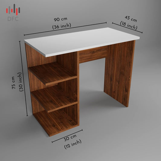 DFC Vello Engineered Wood Writing Study Table with 3 Shelf Storage for Home and Office Wooden Workstation Desk Laptop Computer Table (Matt Finish, Multicolor)